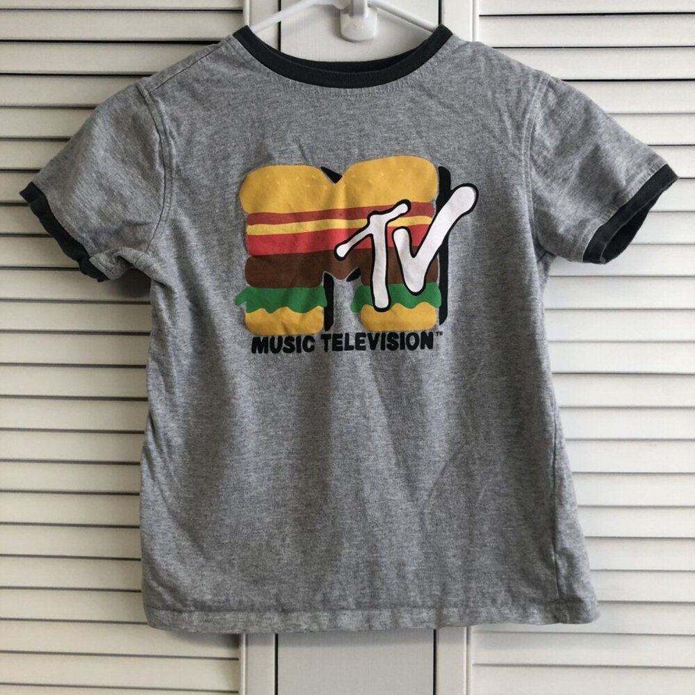 MTV Size M Grey Heather Ringer Tee